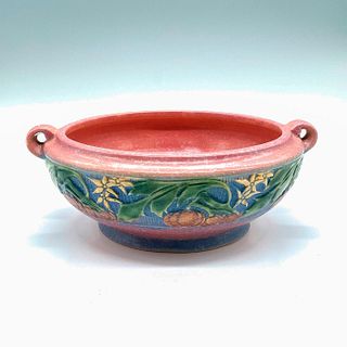 Roseville Pottery Double Handled Bowl, Pink Baneda