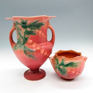 2pc Roseville Pottery Vases, Bleeding Heart