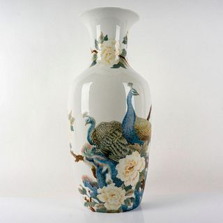 Peacocks Floral 1001200 - Lladro Porcelain Floor Vase