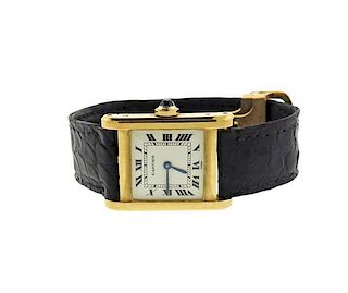 Cartier Tank 18K Gold Leather Strap Watch