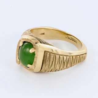 Designer Yellow Gold and Jade Ring