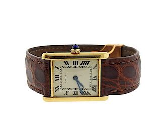 Cartier Tank 18K Gold Leather Strap Watch