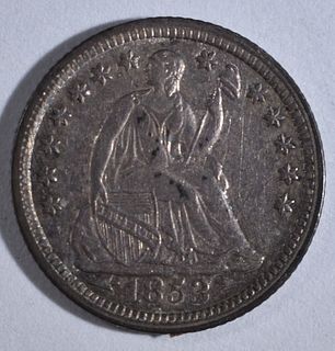 1853 SEATED LIBERTY HALF DIME AU/BU