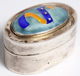 Silver, Enamel & White Sapphire-Inlaid Box