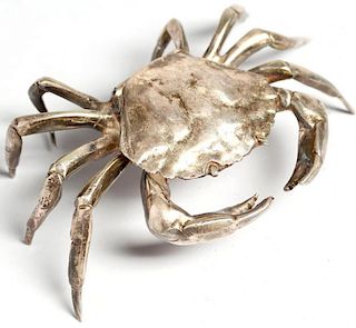 Vintage Silver-Tone Metal Crab-Form Inkwell