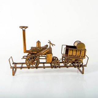 Brass Model Rocket Train with Tender and Rail
