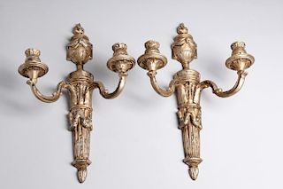 Pair of Gilt-Painted Metal Wall Candelabra