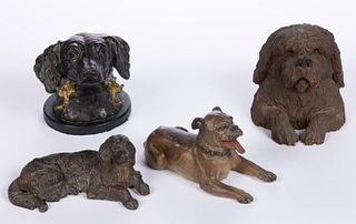 ASSORTED FIGURAL DOG DOMESTIC ARTICLES, LOT OF FOUR