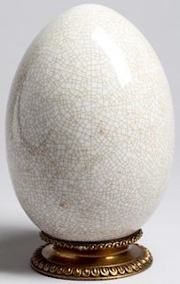 Chinese Crackle-Glazed Porcelain Egg