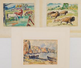 3 William Grauer watercolors