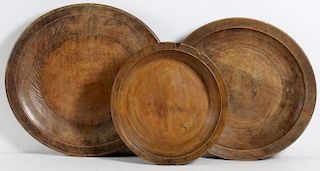 3 Continental Antique Treen Wood Serving Pieces