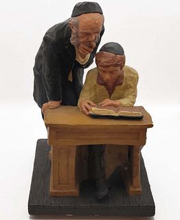 Signed And Numbered David Kaplan Jewish Rabbi Torah Figurine Sculpture, Circa 1974