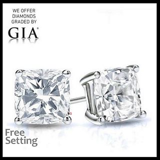 5.04 carat diamond pair, Cushion cut Diamonds GIA Graded 1) 2.52 ct, Color F, VVS1 2) 2.52 ct, Color F, VVS2. Appraised Value: $209,700 