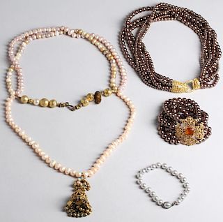 4 Costume Jewelry Pearl Pieces Including IMAN