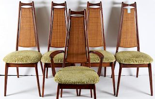 5 Danish Modern Upholstered Teak Side Chairs