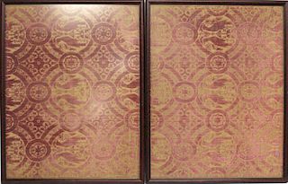Pair of Byzantine-Style Silk Cut Velvet Panels