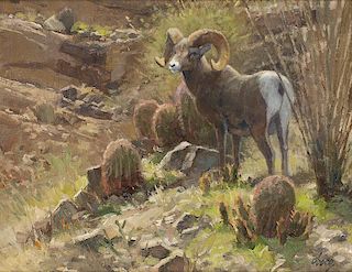Ralph Edward Oberg b. 1950 | Cactus Garden (Desert Ram)