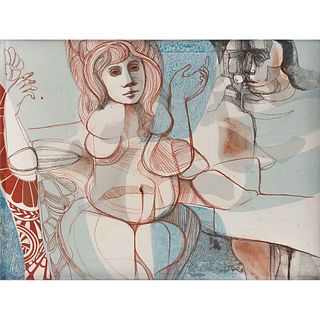 ARNOLD BELKIN, La Sulamita, de la carpeta Cantar de los Cantares II, 1969, Firmada y fechada 1969, Litografía S/N, 55 x 75 cm