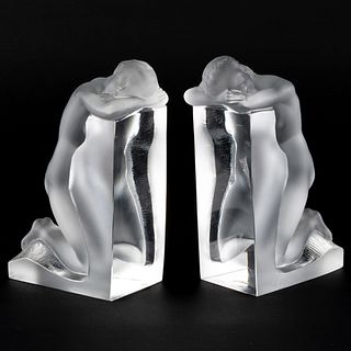 Pair of Lalique Glass 'Reverie' Bookends