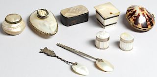 9 Vintage Mother-of-Pearl Pieces Including Silver