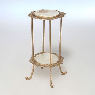 Antique Victorian Gilt Metal & Onyx Two Tiered Stand, circa 1890