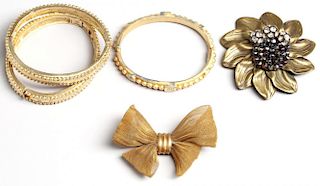 5 Gold-Tone Metal Jewelry Pieces