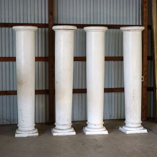 Four Antique Neoclassical Wood Architectural Grecian Doric Style Columns 19th C