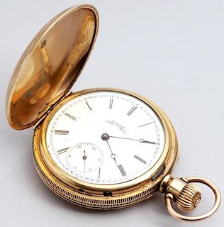 Elgin Antique Hunter Case Pocket Watch, Victorian