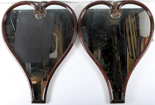 Pair of Large Vintage Heart-Shaped Mirrors