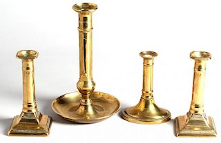 4 Vintage Gilt Brass Candlesticks