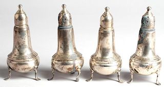 4 George II-Style Weighted Silver Salt Shakers