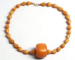 Faux Amber Costume Necklace