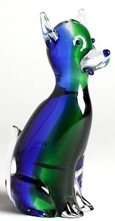Murano Glass Seated Dog Figurine