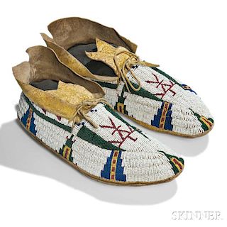 Cheyenne Beaded Hide Pictorial Moccasins