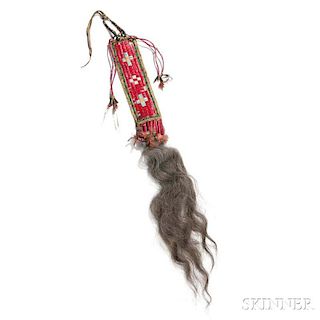 Lakota Quill- and Bead-decorated Horse Tail Hair Ornament