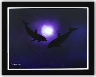 Wyland- Original Painting on Canvas "Dolphin World"