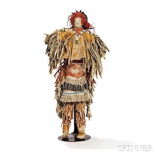 Apache Beaded Hide Doll with Baby Carrier