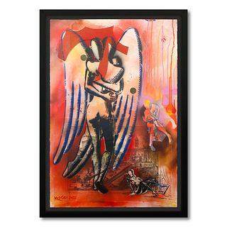 Mark Kostabi- Original Mixed Media on Paper "Merging with History"