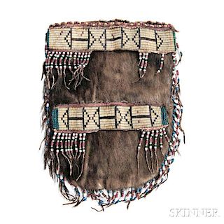 Cree Quilled and Beaded Otter Hide Pouch