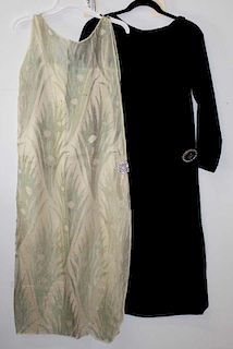 Two 1920'S Flapper Era Dresses With Brooch Side Clasps