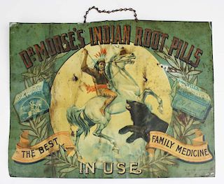 Dr Morse'S Indian Root Pills Tin Litho Advertising Sign