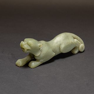 A CHINESE JADE MODEL OF TIGER 