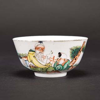 A CHINESE FAMILLE ROSE 'LONG GEVITY GOD' PORCELAIN BOWL, REPUBLIC CHINA PERIOD