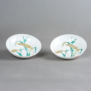 A PAIR OF FAMILLE ROSE DISHES? QING DYNASTY
