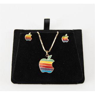 Apple &#39;Rainbow&#39; Logo Prototype Necklace and Earrings