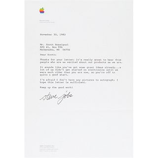 Steve Jobs Typed Letter Signed to Student on Starting in Electronics (1983)