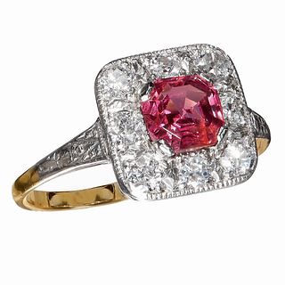 PINK SAPPHIRE AND DIAMOND CLUSTER RING
