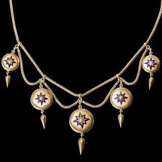 IMPRESSIVE VICTORIAN PEARL AND ENAMEL NECKLACE