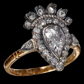 ANTIQUE DIAMOND HEART CLUSTER RING