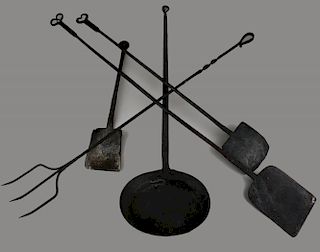 Five Wrought Iron Fireplace Tools